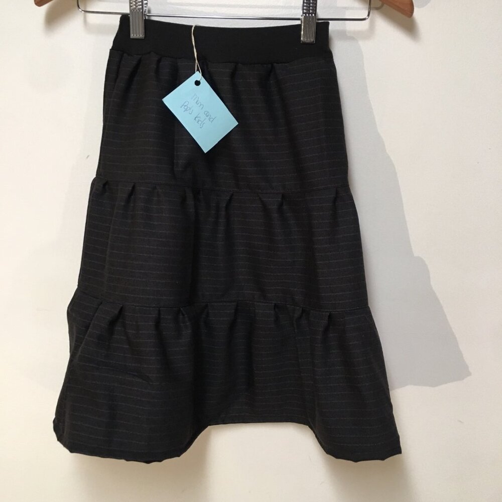 Skirt 100% Wool‎ Girls 2/3 Maxi Black Stripe Ruffle Tiered Mom and Pop's Kids